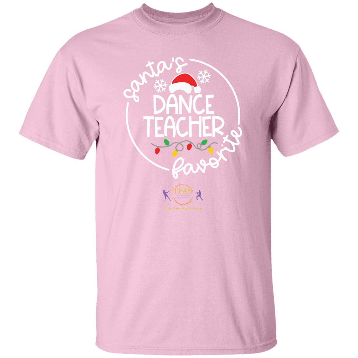 tpas christmas santas favorite dance teacher white font 100 % Cotton T-Shirt