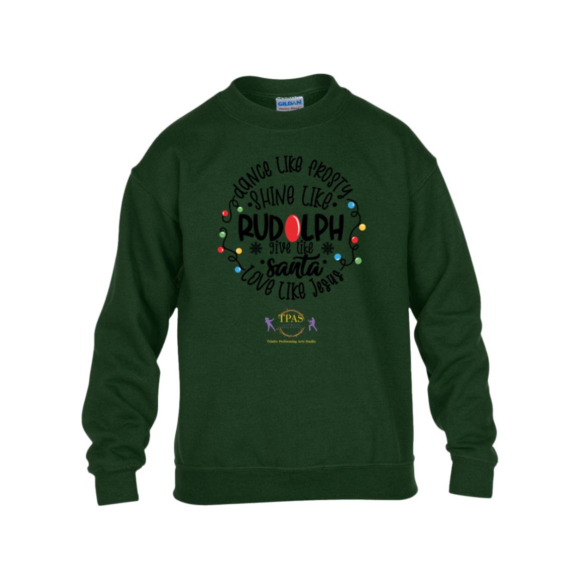 tpas christmas Dance Like Frosty, Love Like Jesus Youth Heavy Blend Fleece Crew