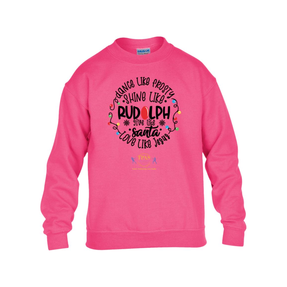 tpas christmas Dance Like Frosty, Love Like Jesus Youth Heavy Blend Fleece Crew