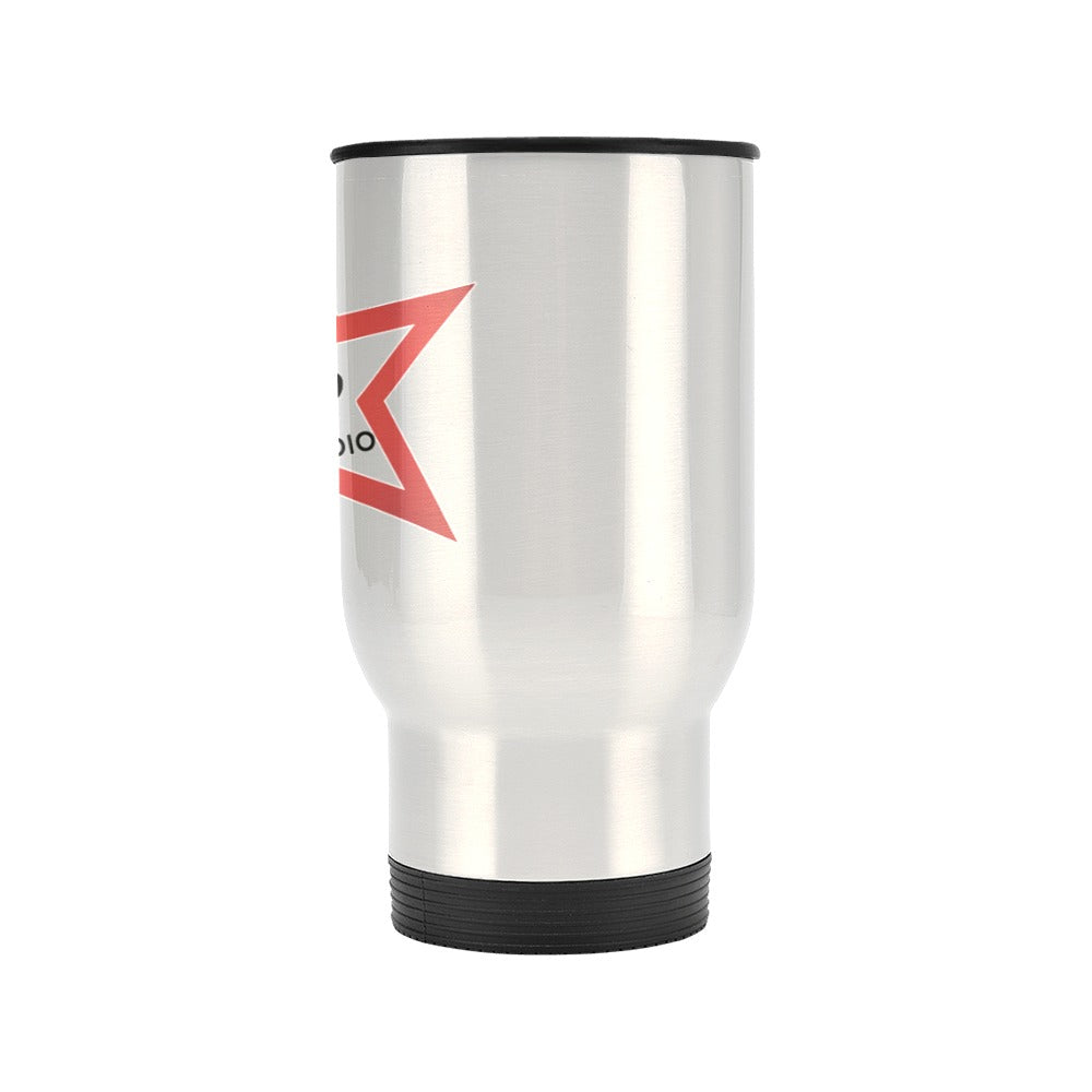 Spins 14oz Travel Mug Travel Mug (Silver) (14 Oz)(Made in USA)