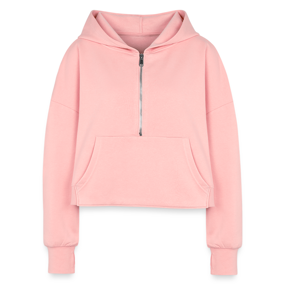 Women's Half Zip Cropped Hoodie - light pink