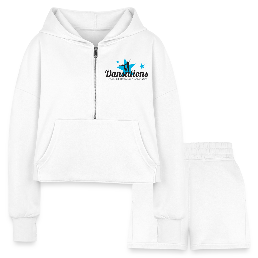 *New Item* Women’s Cropped Hoodie & Jogger Short Set - white